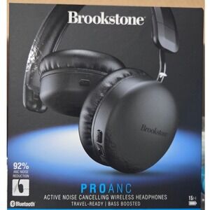 Brookstone Pro ANC Wireless Headphones Active Noise Cancelling Black‎ BSNCH555BK